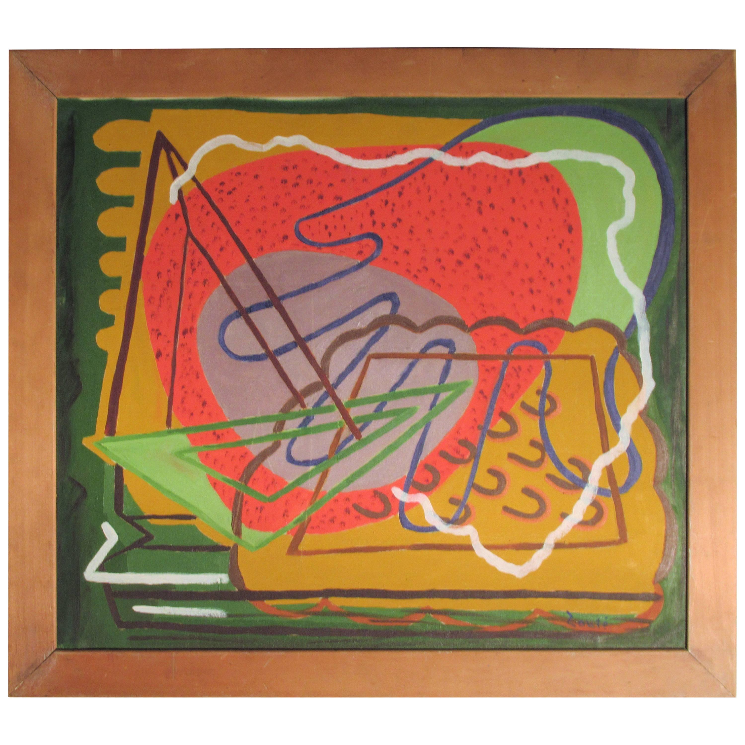 1940s American Modernist Abstract Painting by Zoute'