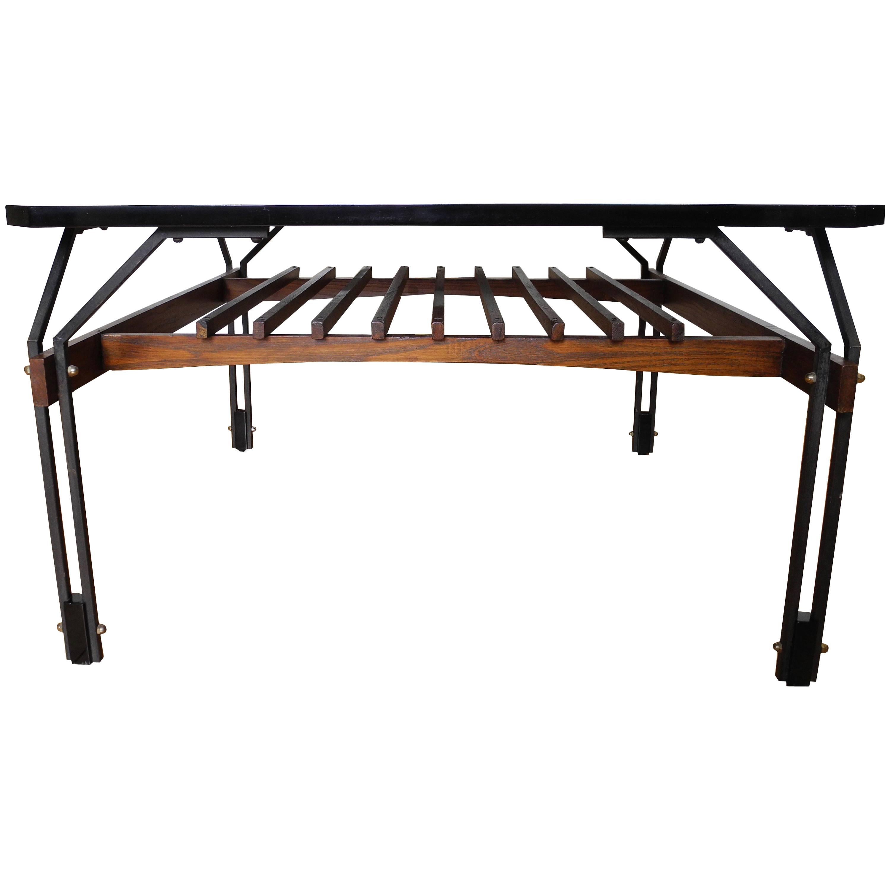 Rosewood and Lacquer Two-Tier Coffee Table by Jianfranco Frattini, Italy For Sale
