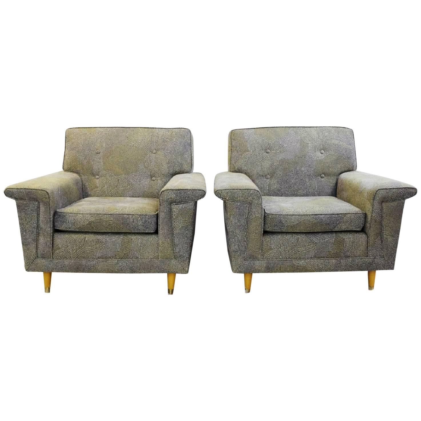 Pair of American Armchairs, Rowe - New Upholstery by Pierre Frey Collection For Sale