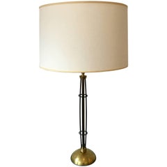 Mid-Century Modern Industrial Brass and Wrought Iron Table Lamp, 1950's