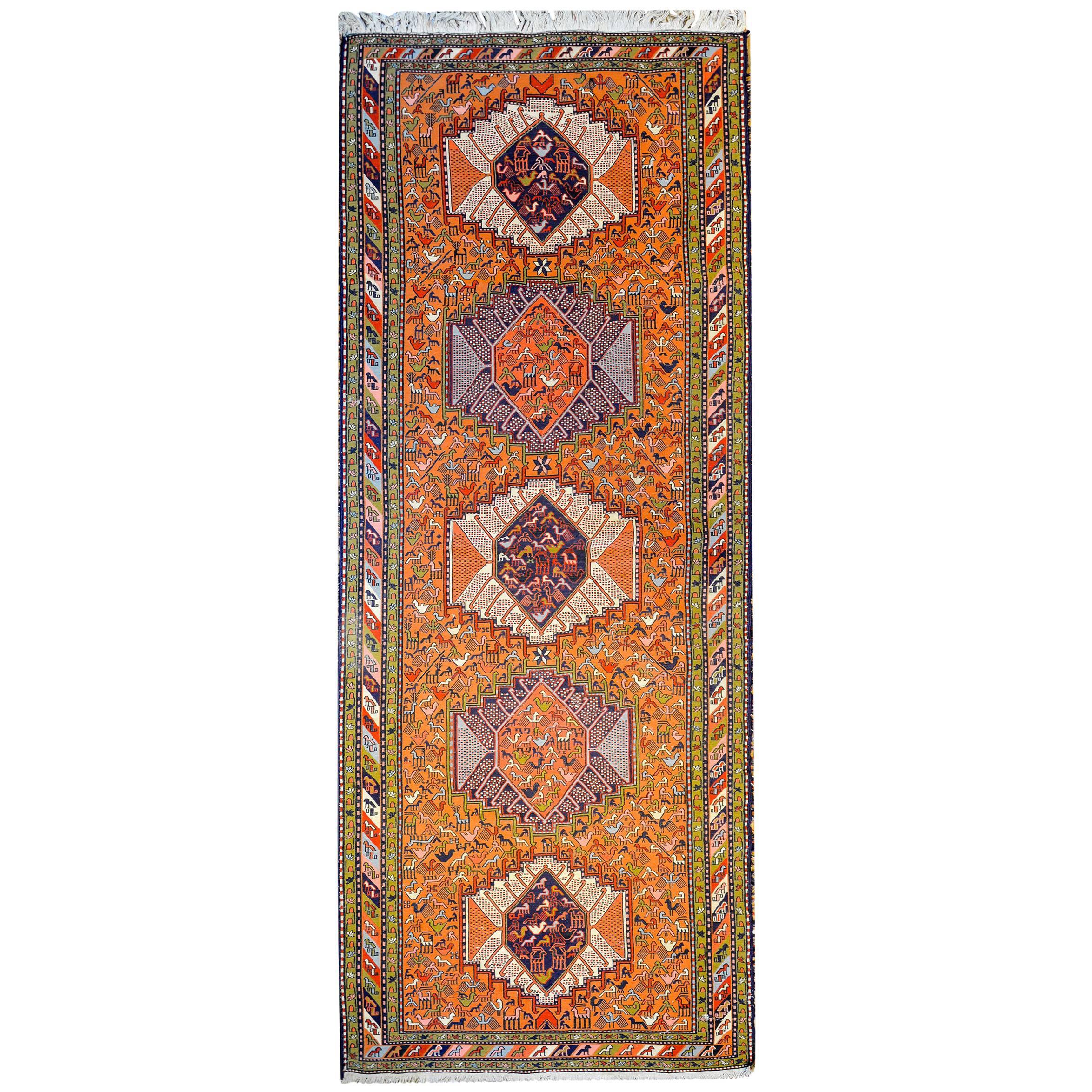 Skurriler Sumak-Teppich aus dem frühen 20. Jahrhundert