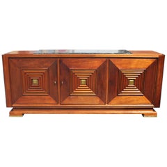 Masterpiece French Art Deco Solid Mahogany Sideboard or Buffet by Maxime Old