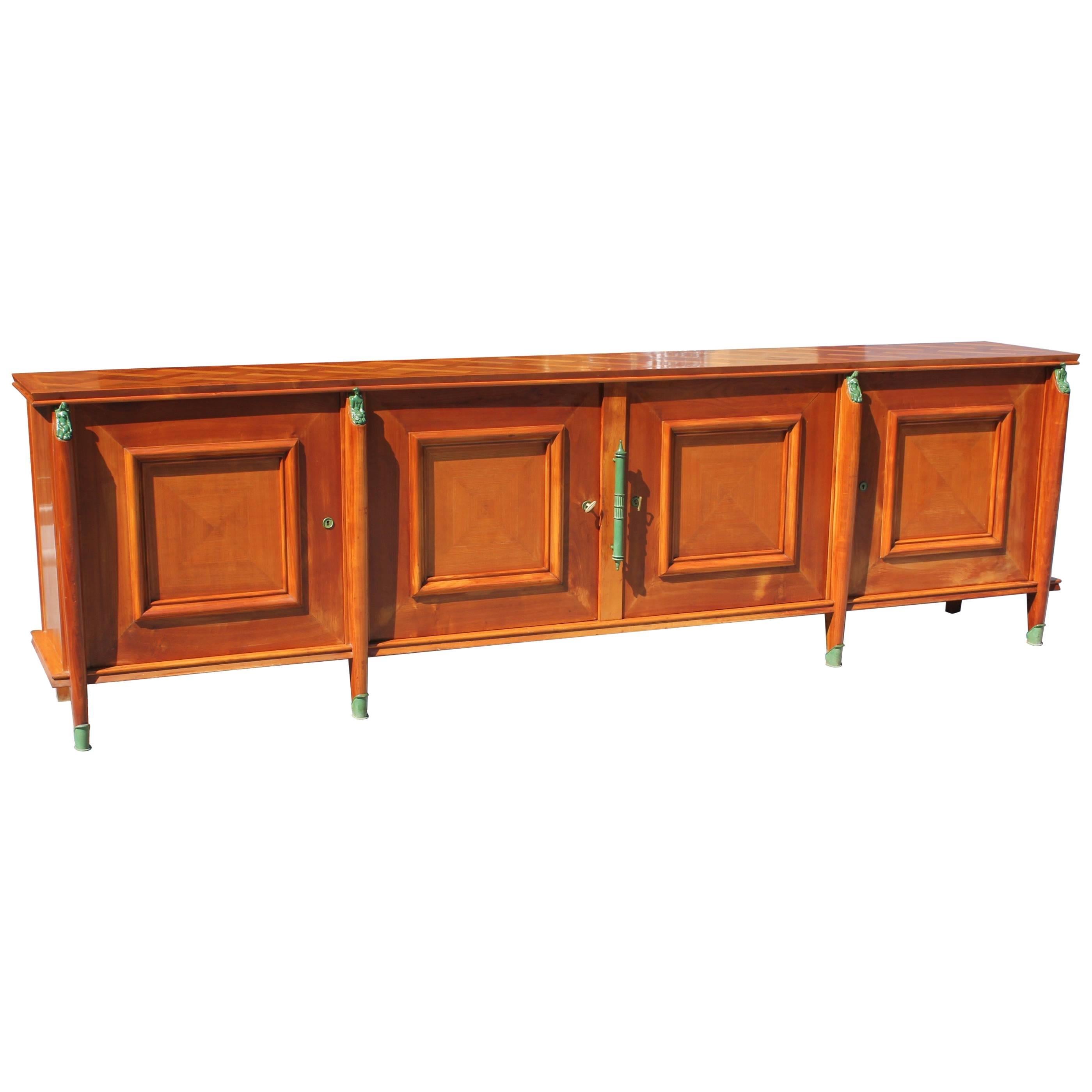Master Piece French Art Deco Sideboard / Buffet Cherrywood by Leon Jallot, 1930s For Sale
