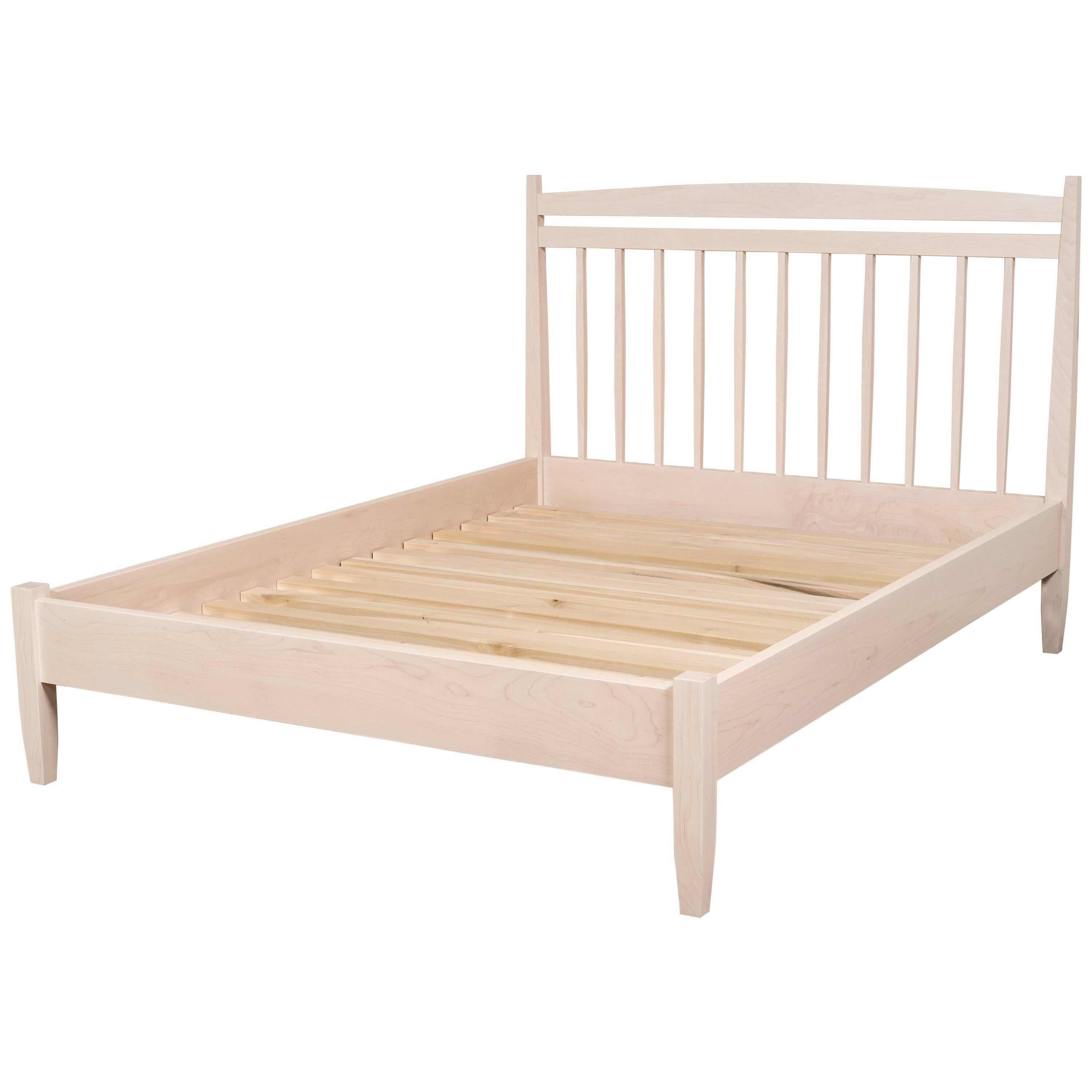 Hill Bed by Tretiak Works, Contemporary Handmade White Maple Queen Bed For Sale