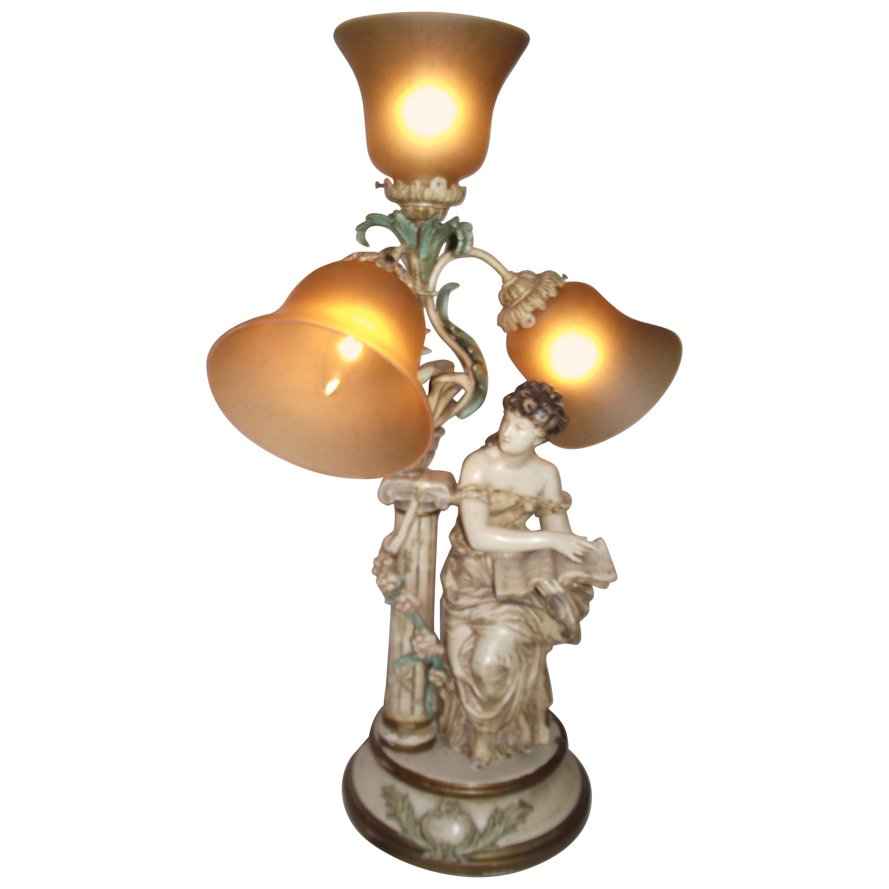 Art Nouveau Lamp after Moreau, from the J B Hirsh Collection Francaise For Sale