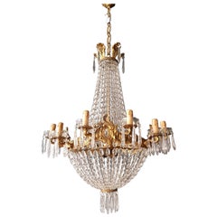 Montgolfière Empire Chandelier Crystal Sac a Pearl Lamp Lustre Basket