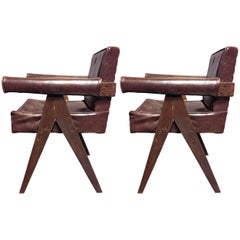 Pierre Jeanneret Pair of Unrestored Office Chairs