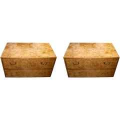 Pair of Widdicomb Campaign Styles Nightstand or End Tables in Burlwood