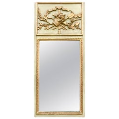 Fabulous Large 18th Century French Painted and Parcel-Gilt Trumeau Mirror