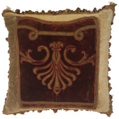 19th Century Silk Velvet Antique Textile Fragment Framed into a Pillow