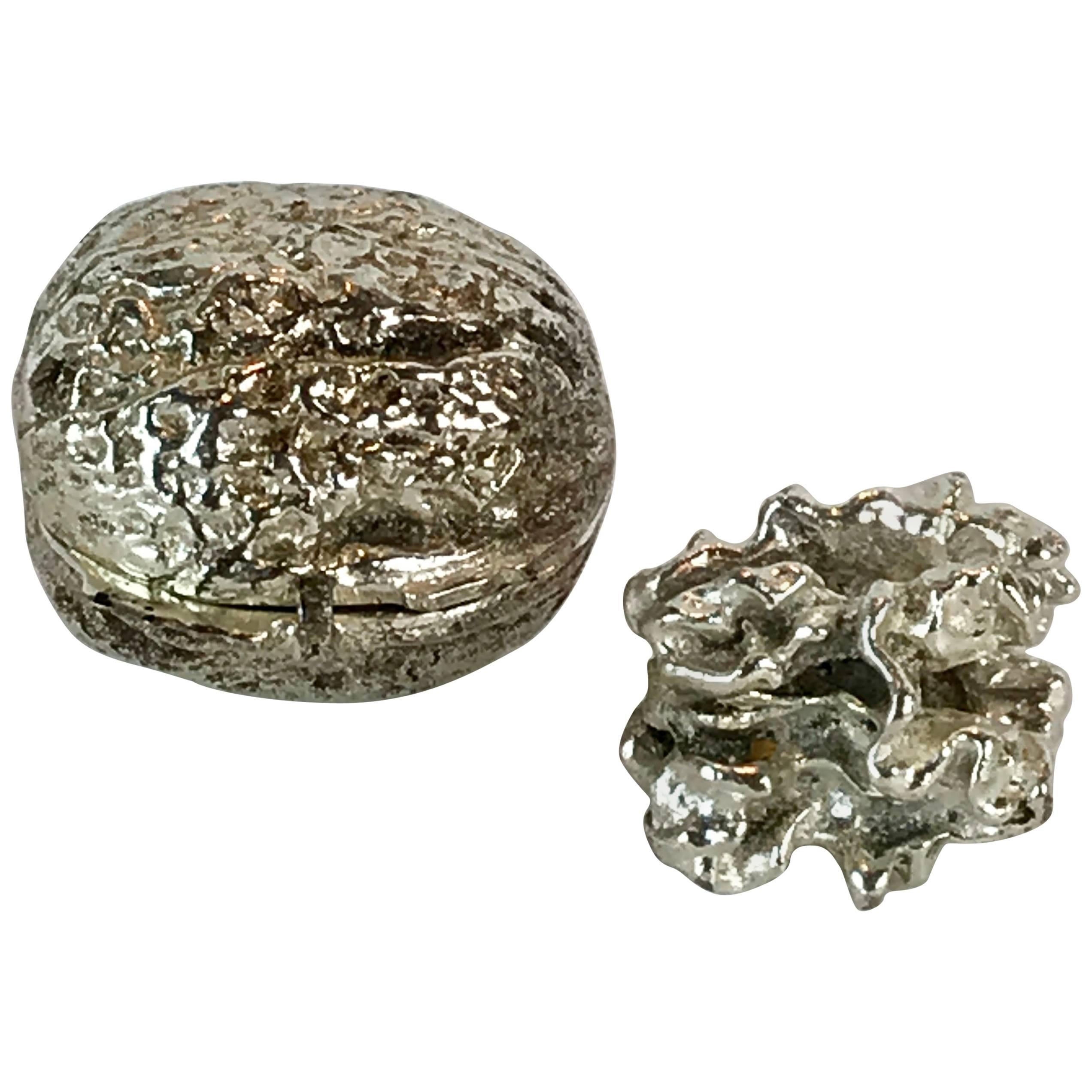 Silver Plated Bronze Sculpture of a Walnut