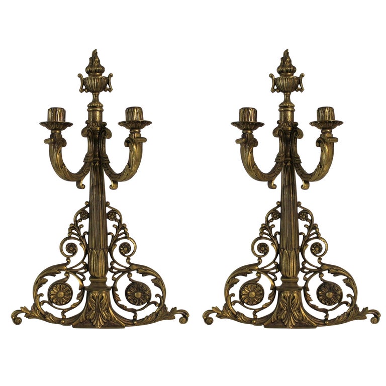Pair of French Bronze Wall Sconce Candleholders For Sale at 1stDibs