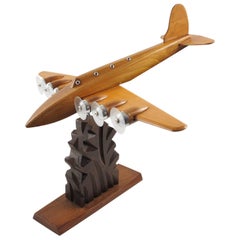 Vintage Anthoine Art Bois Studio French Art Deco Wooden Airplane Aviation Model