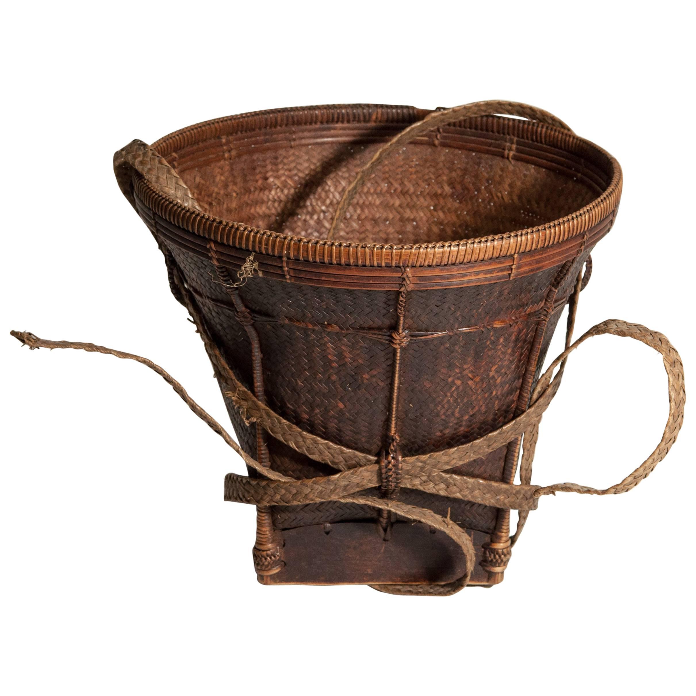 Tribal Collecting Basket from the Ata Pue Area of Laos, Mid-20th Century, Bamboo