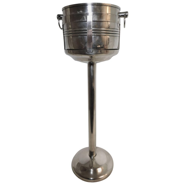Calegaro Italian Silver Plated Wine Cooler Bucket and Stand at 1stDibs