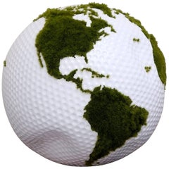 Globe de golf en racine de teck avec finition de gazon artificiel, 30 cm