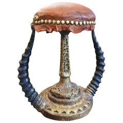 Ostrich with Topi Horns Stool