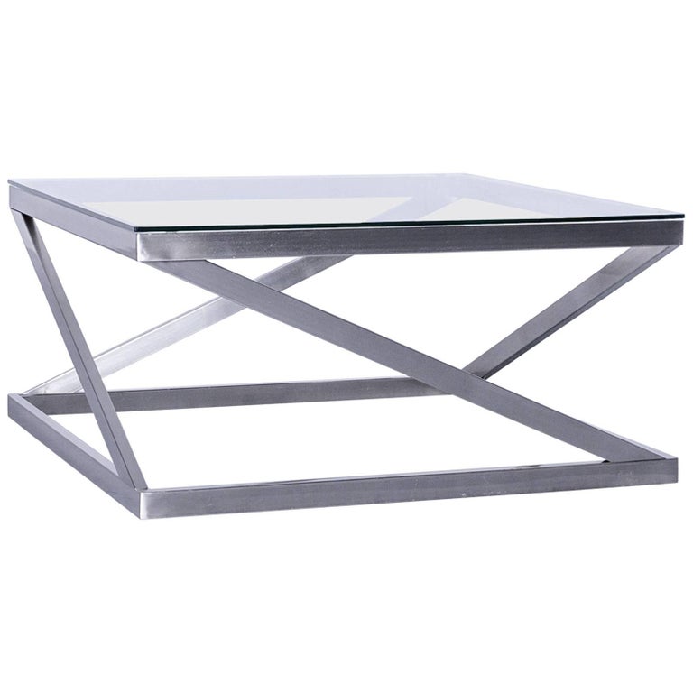 Designer Original 1980s Modernist Fine Art Wood Glass and Metal Coffee