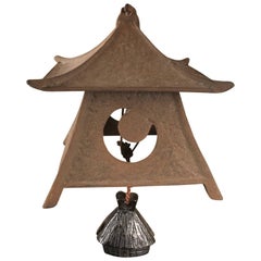 Used Japanese Large Old Lantern and Wind Chime