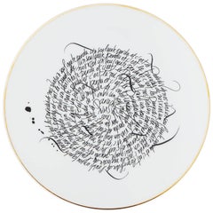 Dinner Porcelain Plate With Gold Collection Rue de Paradis Model " Calligraphy"