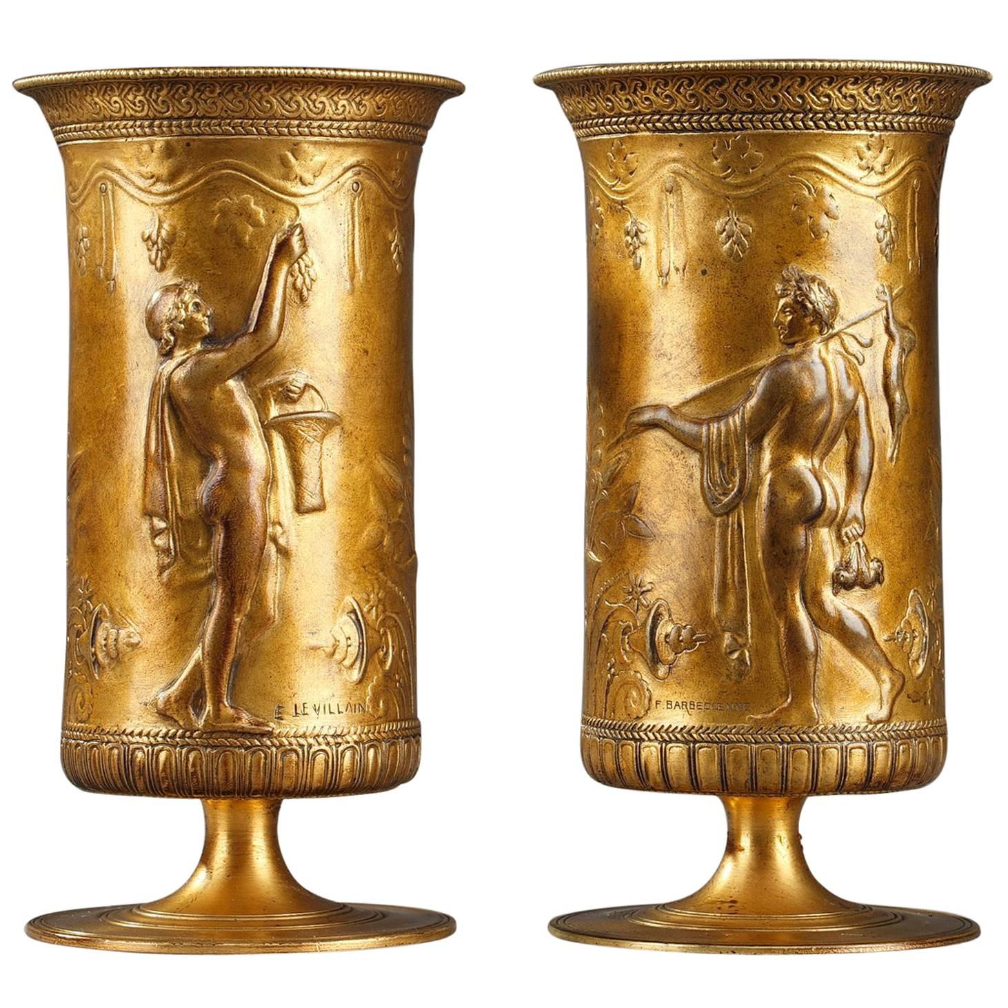 19th Century Neo-Greek Style Ormolu Cups by Ferdinand Levillain and Barbedienne