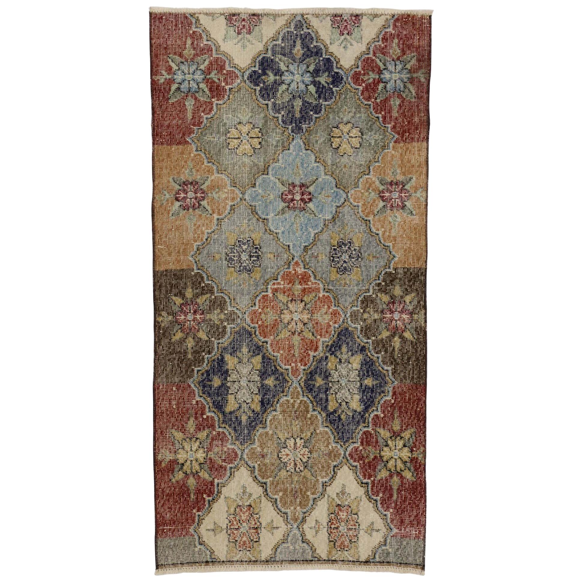 Zeki Muren Distressed Vintage Turkish Sivas Rug with Rustic Arts & Crafts Style