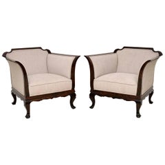 Pair of Antique Swedish Satin Birch Armchairs