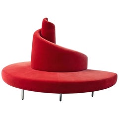 Edra "Tatlin" Round Red Sofa, Italy, 1989