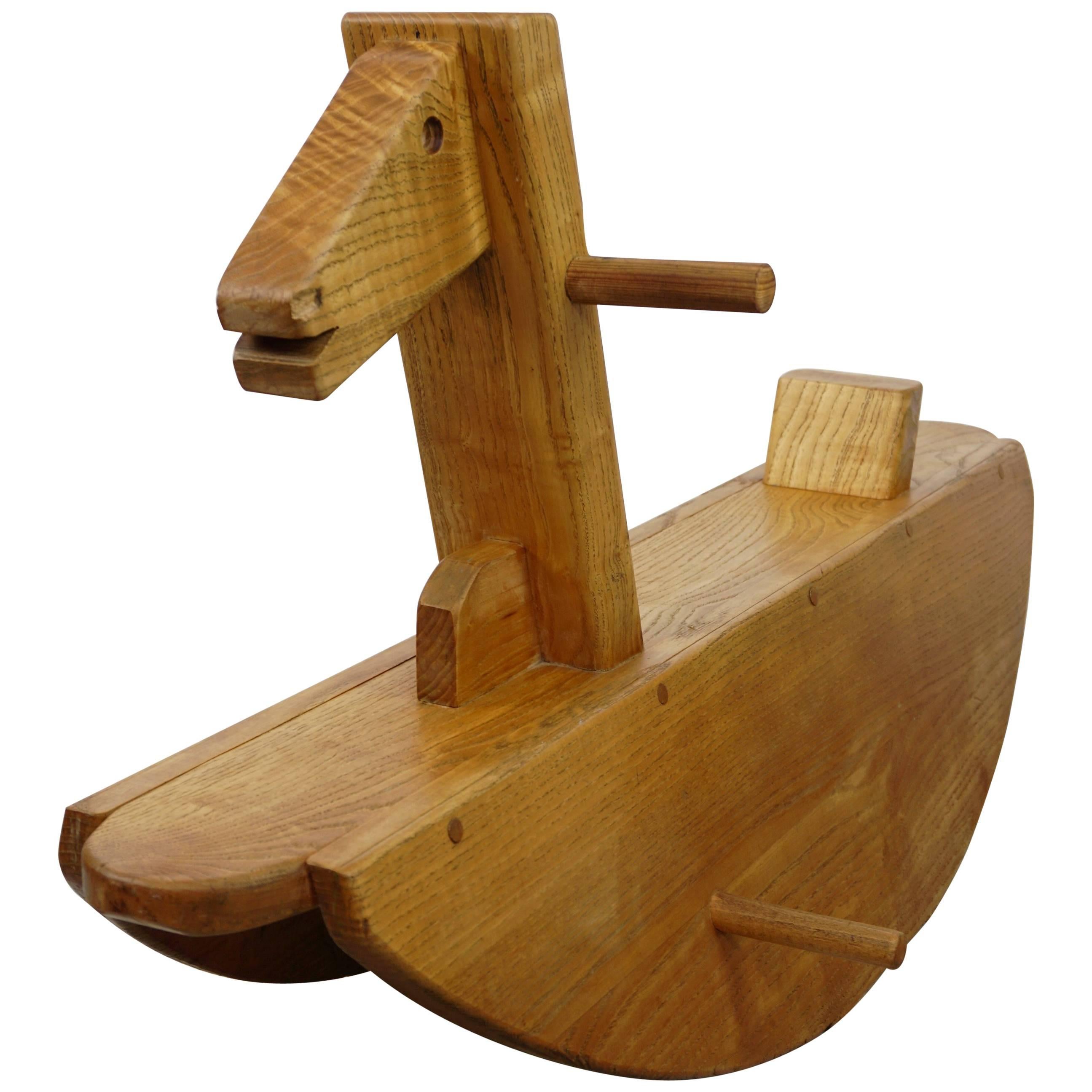 Solid Wood Old Rocking Horse Made in France