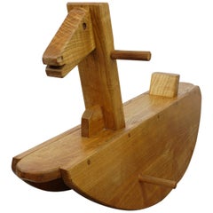 Retro Solid Wood Old Rocking Horse Made in France