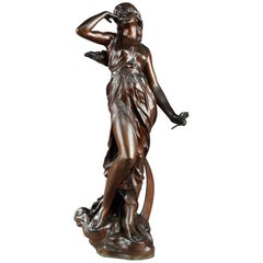 Figure en bronze Art Nouveau La nuit par Julien Caussé