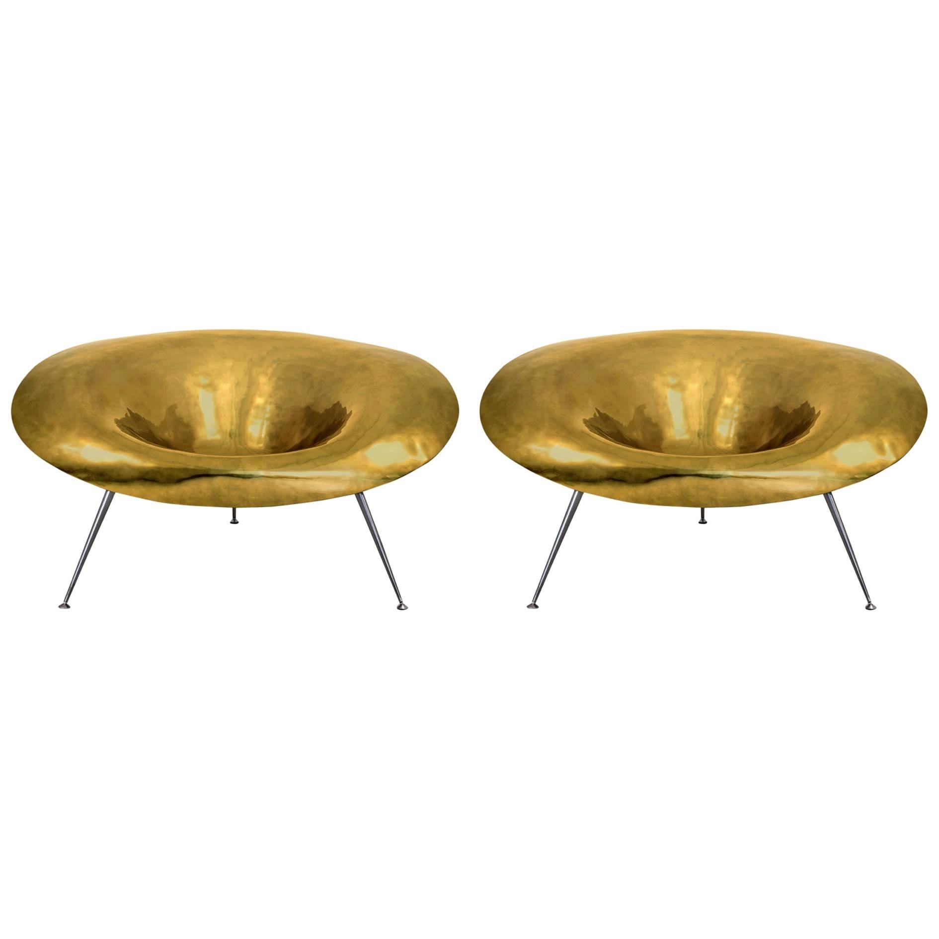 Organic Design and Iridescent Lacquered Pair of Armchairs