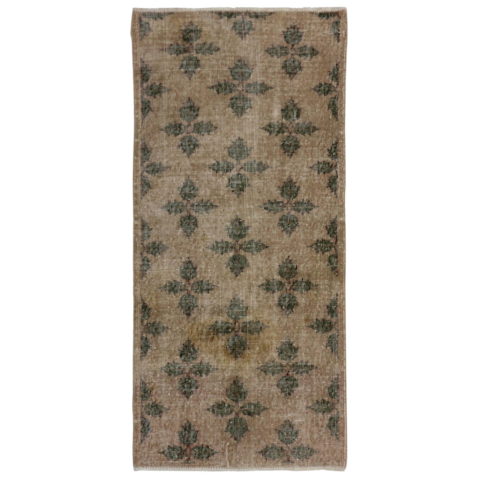 Distressed Vintage Turkish Sivas Rug with Industrial Art Deco Style