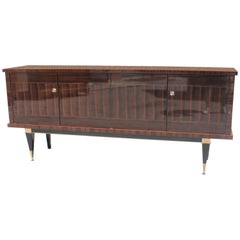 Classic French Art Deco Macassar Ebony Sideboard or Credenza, circa 1940s