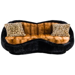 "Sweet" Fur Sofa, Golden Mink and Black Shearling Upholstery