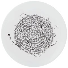 Dinner Porcelain Plate Without Gold Collection Rue de Paradis Model Calligraphy