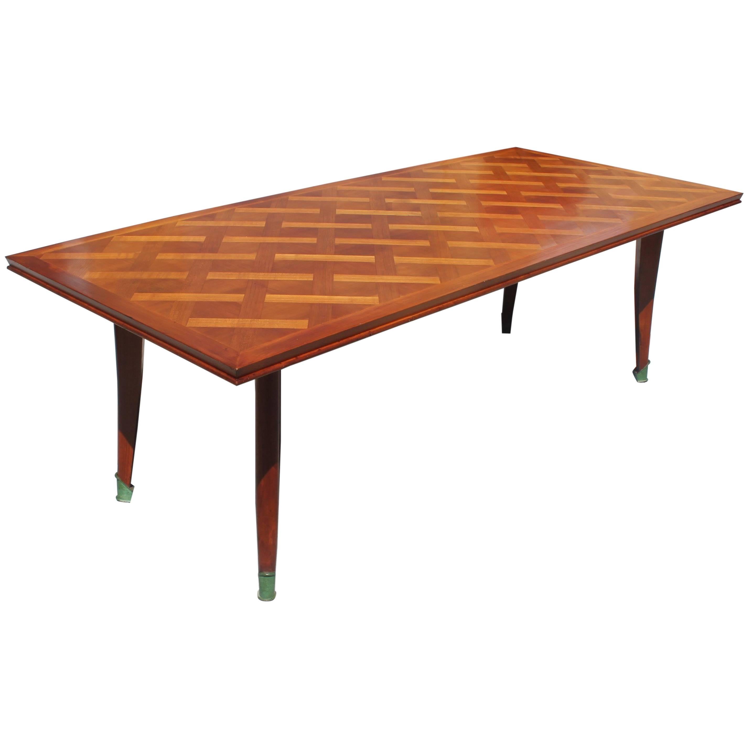 Master Piece French Art Deco Dining Table Cherry Wood by Leon Jallot, 1930s For Sale