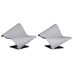 Flying Carpet White Leather Chairs by Simon Desanta for Rosenthal
