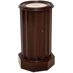 Antique Victorian Mahogany Marble-Top Cylindrical Pot Cupboard