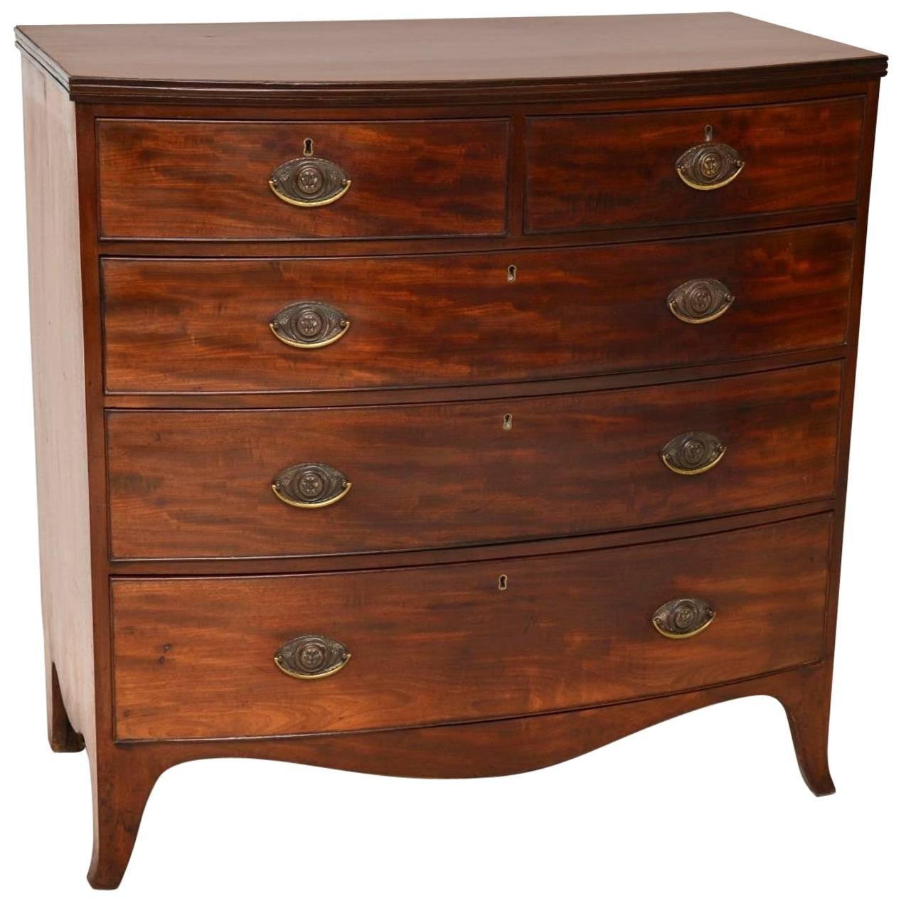 Antique Georgian III Mahogany Bow Fronted Chest of Drawers