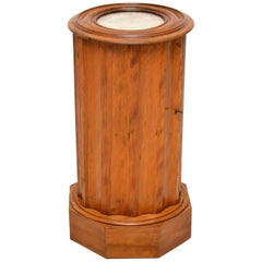 Antique Victorian Satin Wood Marble-Top Pot Cupboard