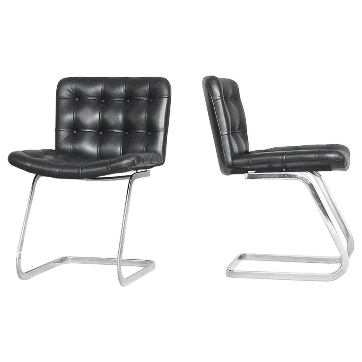 Swiss Leather RH-304 Chairs by Robert Haussmann for De Sede, 1960s, Set of Two For Sale