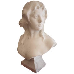 19th Century Marble Bust, in the Style of Falguiere