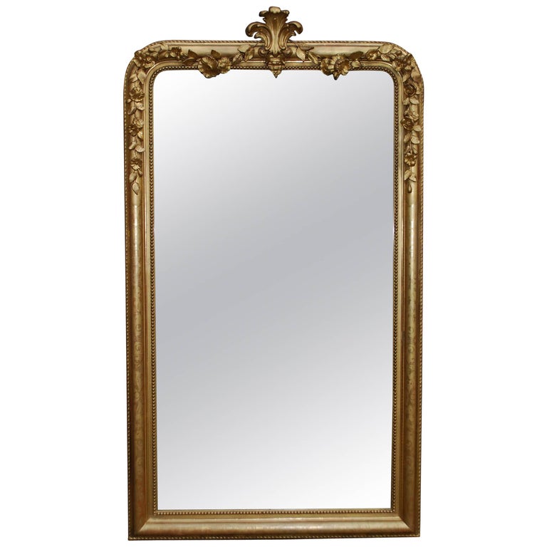 19th Century Large Antique French Louis Philippe Gold Leaf Mirror