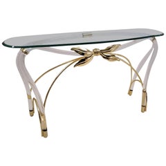 Vintage Jeff Messerschmidt Console Table, Lucite, Gold-Plated Gilt and Glass, 1970s, USA