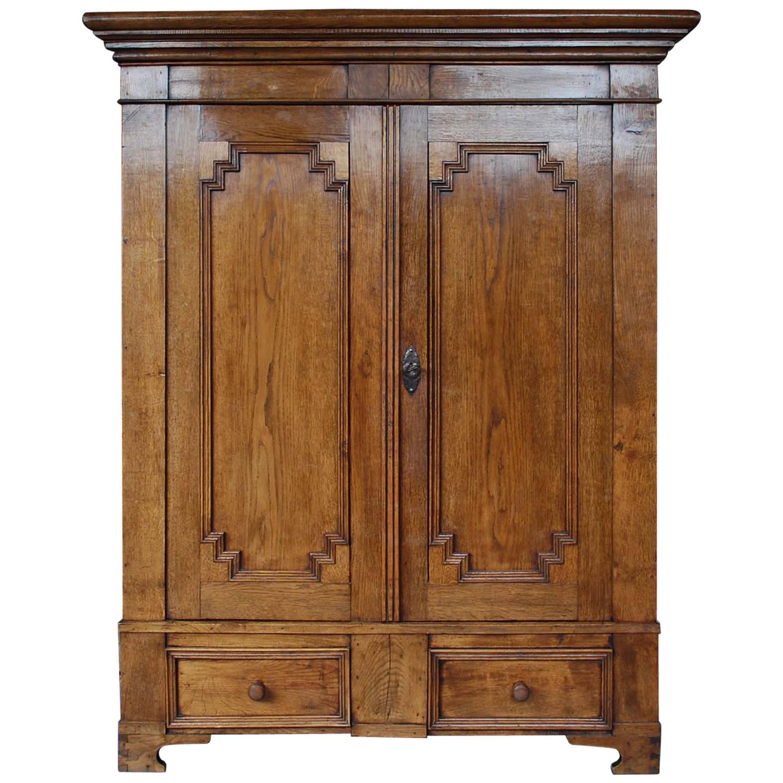 19th Century German Oak Two-Door Cabinet