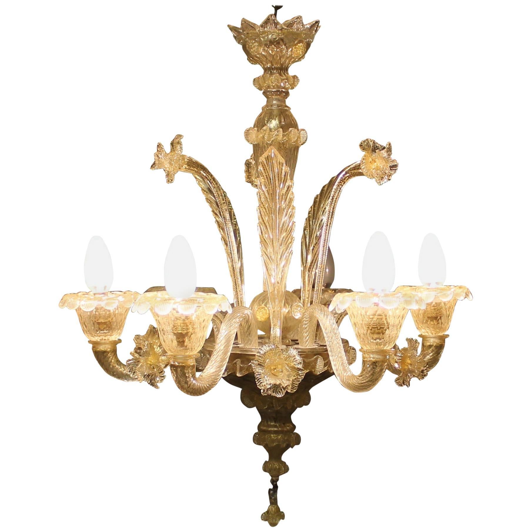 Murano Glass "Polvera d'Oro" Chandelier