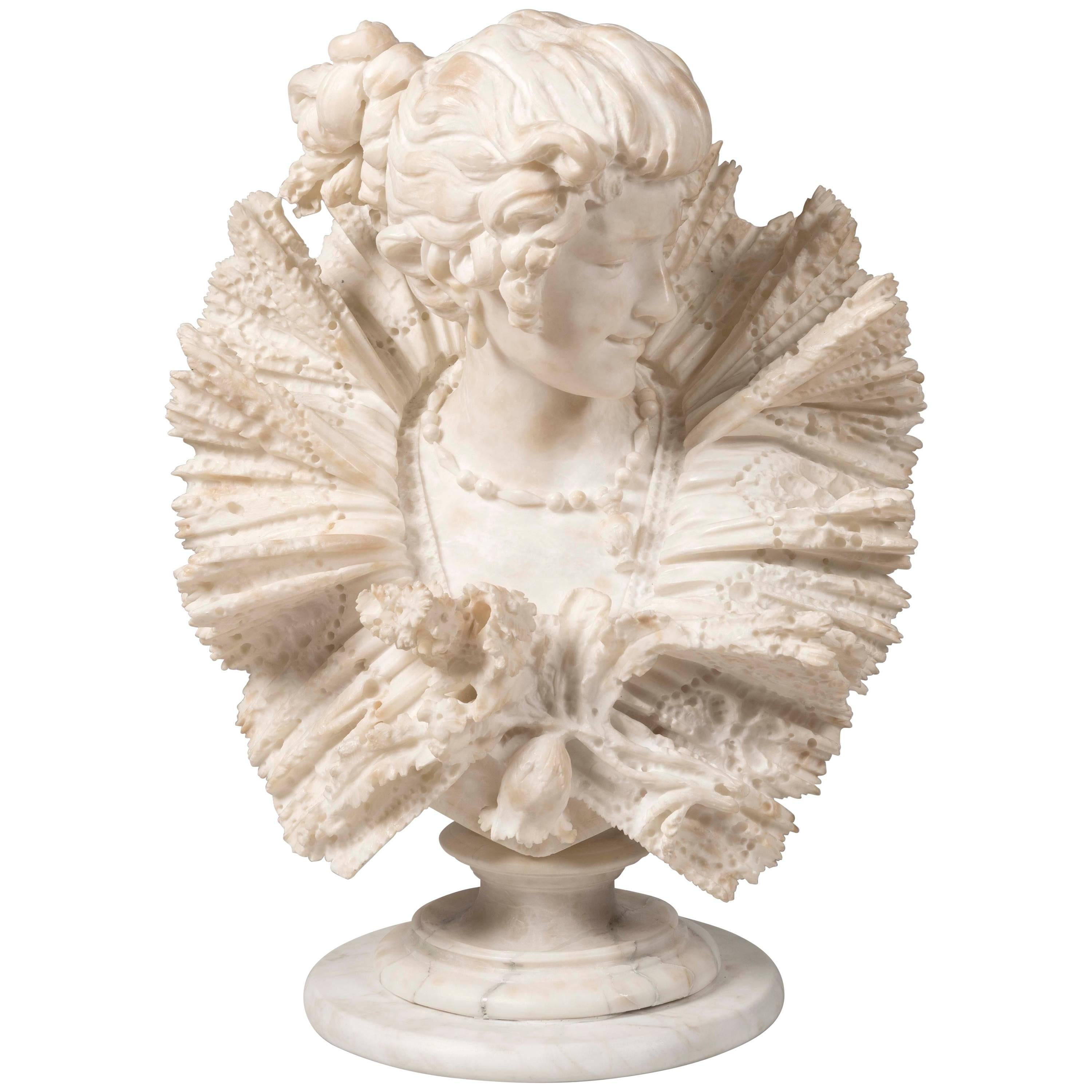 Late 19th Century Italian Alabaster Bust of a Lady