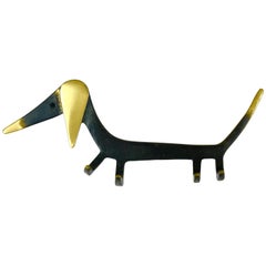 Walter Bosse Wiener Dog Brass Key Hanger by Hertha Baller, Austria, 1950s