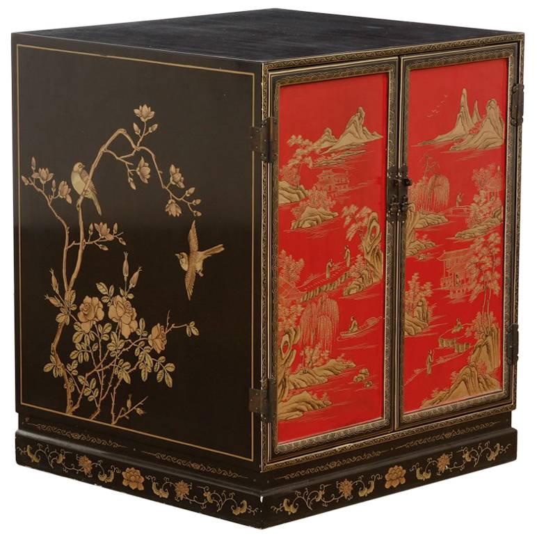 Chinese Export Lacquered Cabinet or Chest
